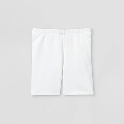 target white biker shorts