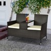 Outsunny Patio Wicker Conversation Furniture Set, Outdoor Garden Rattan 2-Seater Chair, Modern Loveseat w/ Cushions & Tempered Glass Top Coffee Table - 3 of 4