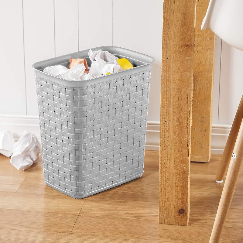 Sterilite 3.4 Gallon Weave Wastebasket, Small, Decorative Trash Can for the Bathroom, Bedroom, Dorm Room, or Office, Gray, 6-Pack, 5 of 6
