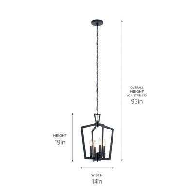 Abbotswell Black 19" 4-Light Open Cage Pendant