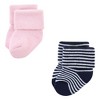 Luvable Friends Infant Girls Newborn and Baby Terry Socks, Stripe Ballet - 3 of 4