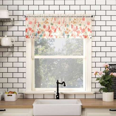 Valances for Windows, Wildflowers Spring Flower Floral Print Plants Valance,  Kitchen Curtains Rod Pocket, 42x12in Kitchen Valances for Windows, Kitchen  Window Curtains Over Sink : : Home