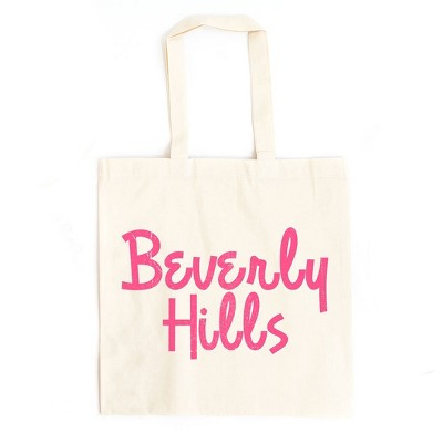 City Creek Prints Beverly Hills Cursive Canvas Tote Bag - 15x16 - Natural