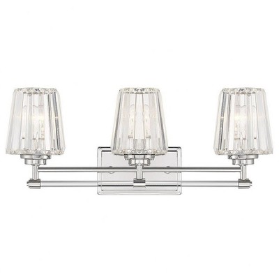 Polished Nickel 3-Light Vanity with Clear Crystal Shades
