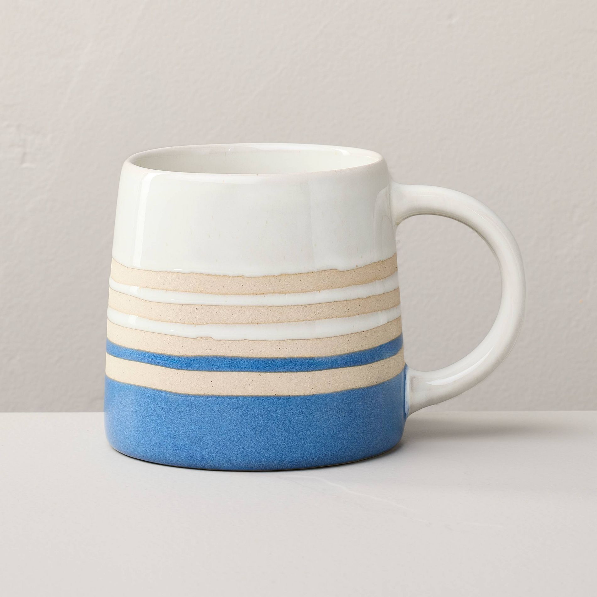 16.5 fl oz Ceramic Mug Blue Stripe - Hearth & Hand™ with Magnolia