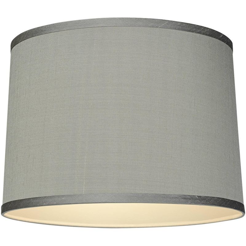 Springcrest Platinum Gray Medium Dupioni Silk Lamp Shade 13" Top x 14" Bottom x 10" Slant x 10" High (Spider) Replacement with Harp and Finial, 4 of 8