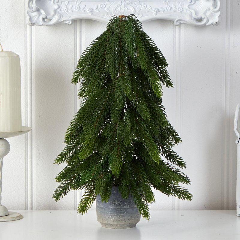Nearly Natural 1.42-ft Pine Artificial Christmas Tree in Decorative Planter, 3 of 5