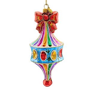 Huras Family 6.25 In Merry & Bright Fairground Drop Fluted Ribbed Indents Tree Ornaments - 1 of 3