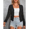 Women's Jacquard Long Sleeve Lightweight Knit Cardigan Sweater Open Front Loungewear - 3 of 4