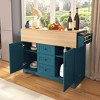 VYNXARIA 55.7inch Large Kitchen Island with 2 Drop Leaf,Rolling Kitchen Cart on 5 Wheels,Folding Storage Dining Table,Green - 2 of 4