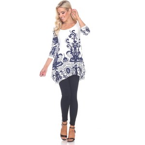 Women's Scoop Neck Printed Yanette Tunic Top - White Mark - 1 of 3