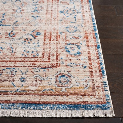 Vintage Persian Beige and Rust Synthetic 8' x 10' Area Rug