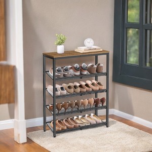 Shoe Rack, 5-Tier Shoe Storage Organizer with 4 Metal Mesh Shelves for 16-20 Pairs and Large Surface for Bags, for Entryway, decorative shoe rack - 1 of 4