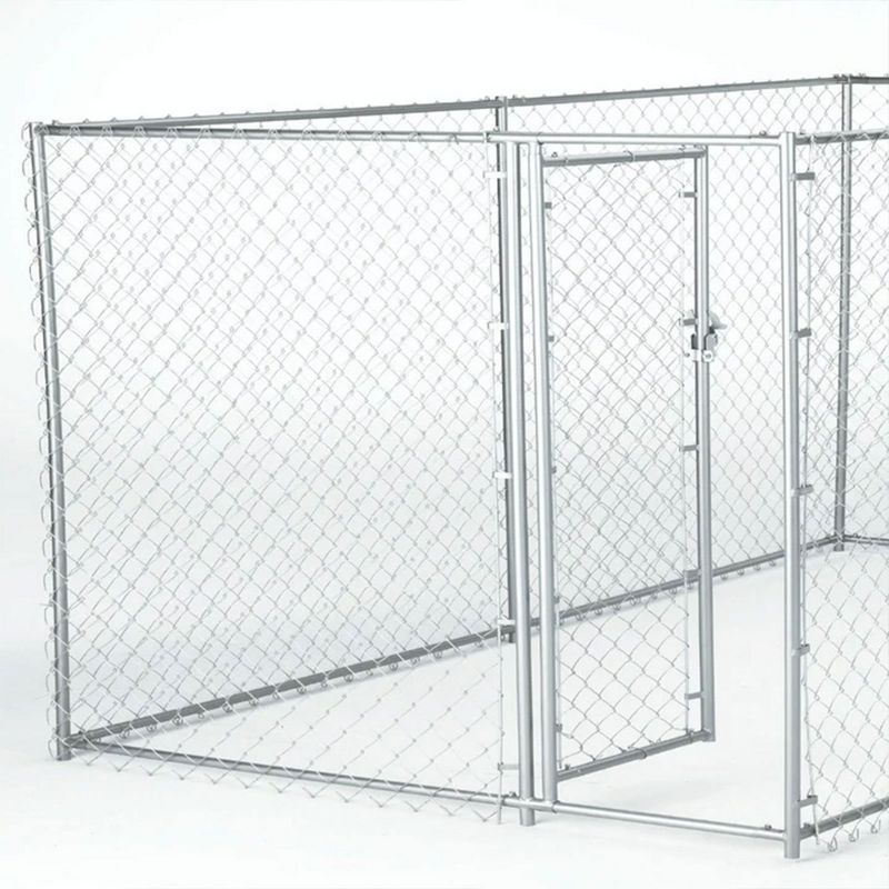 Lucky Dog Adjustable Heavy Duty Outdoor Galvanized Steel Chain Link Dog Kennel Enclosure with Latching Door, and Raised Legs, 5 of 7