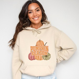 Pumpkin Season Stacked Distressed - Women's Graphic Hoodie - 1 of 3