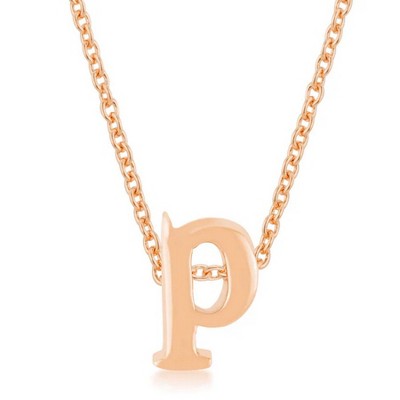 ShineHigh Rose Gold Initial Pendant Necklaces – Personalized Alphabet Letter NecklaceS in Polished Finish with Adjustable Link Chain