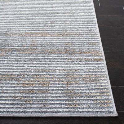 Abstract Grey & Gold Hand-Knotted Round Synthetic Area Rug