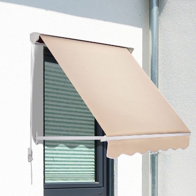 Outsunny Drop Arm Manual Retractable Window Awning 6-feet Red for sale online 
