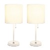 Creekwood Home Set of 2 Contemporary Bedside White Table Lamps with USB Port White Shade - 2 of 4