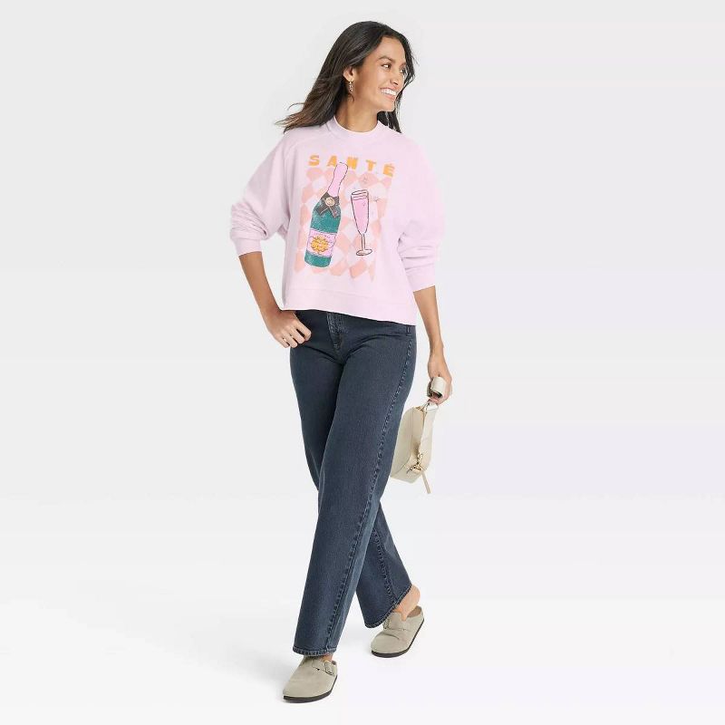 Women's Sante Champagne Graphic Sweatshirt - Pink, 3 of 4