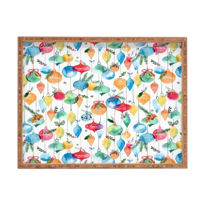 Ninola Design Christmas Baubles ords Rectangular Tray -Deny Designs