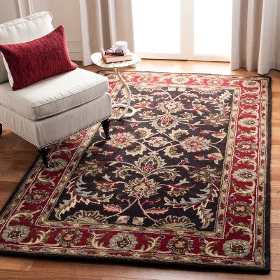 Heritage Chocolate and Red Hand-Tufted Wool 6' x 9' Area Rug