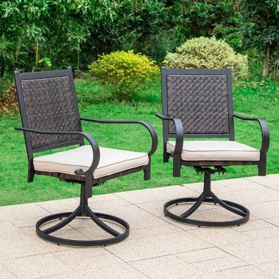 Outdoor wicker swivel dining outlet chairs