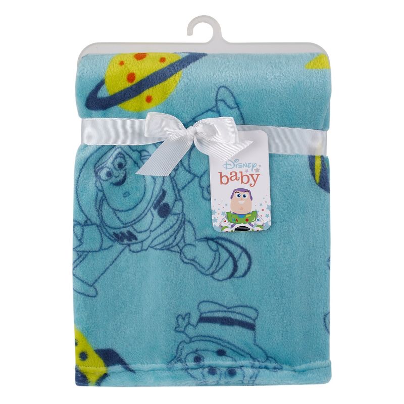 Disney Toy Story Aqua, Lime and Orange Buzz Lightyear Super Soft Baby Blanket, 4 of 8