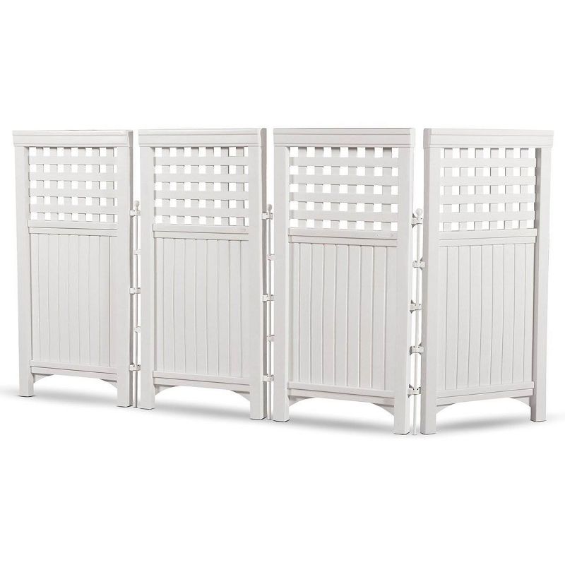 Suncast Outdoor Patio Garden 8 Panel Yard Screen Enclosure Gated Fence, White, 3 of 7