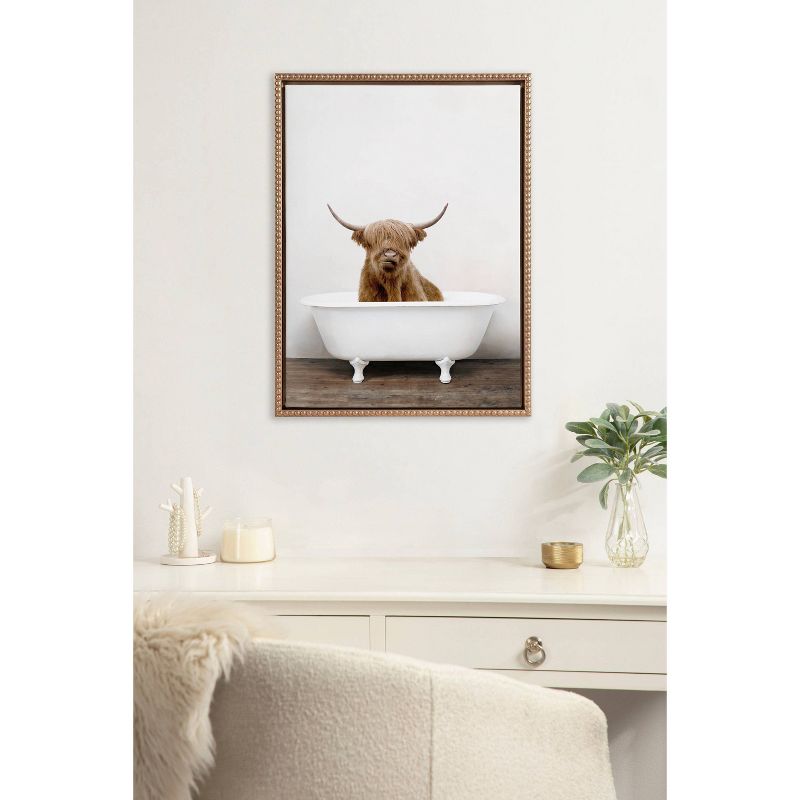 18&#34;x24&#34; Sylvie Beaded Highland Cow in The Tub Color Framed Canvas by Amy Peterson Gold - Kate &#38; Laurel All Things Decor, 6 of 8