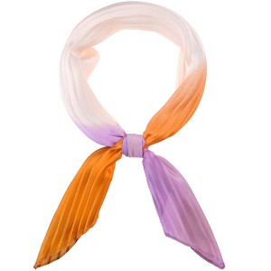 INSPIRE CHIC Women Gradient Color Pleated Satin Ombre Colorful Long Stretchy Neck Scarves 1Pc - 1 of 4