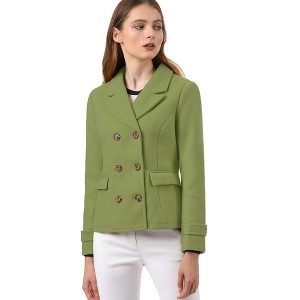 INSPIRE CHIC Women's Notched Lapel Double-Breasted Pea Coat - 1 of 4