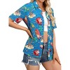 Nlife Women's Hawaiian Tropical Beach Blouses Floral Print Button Up Tee Shirts Summer Casual Tops Blue M - 3 of 4