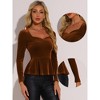 INSPIRE CHIC Women's Elegant Sweetheart Neck Long Sleeve Velvet Peplum Top - 2 of 4