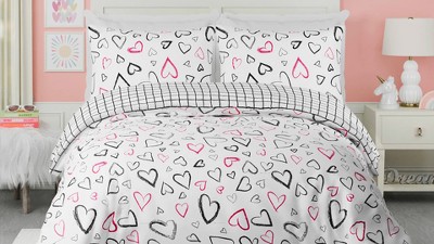 Twin Black and White Reversible Microfiber Kids Comforter Set