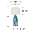 360 Lighting Carlton Modern Coastal Table Lamps 28" Tall Set of 2 Swirling Blue Faux Marble White Tapered Drum Shade for Bedroom Living Room Bedside - 4 of 4