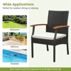Tangkula Set of 2 PE Wicker Chairs Acacia Wood Armrests w/ White Soft Zippered Cushion Patio - 2 of 4