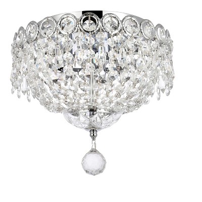 Century 10" Chrome Flush Mount with Clear Crystal Trim