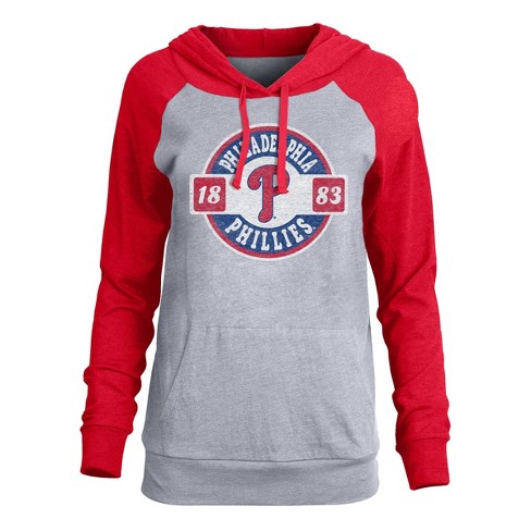 MLB Philadelphia Phillies Women's Lightweight Bi-Blend Hooded T-Shirt - XS