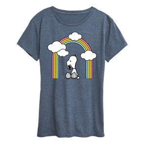 Women's - Peanuts - Snoopy Looking Up Rainbow Short Sleeve Graphic T-Shirt - 1 of 4