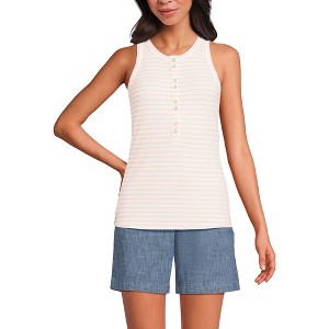 Lands' End Women's Drapey Rib Fitted Henley Tank Top - 1 of 4