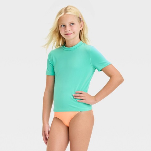 Girls Solid Rash Guard Top Cat Jack Blue Xl Plus Target
