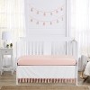 Sweet Jojo Designs Girl Baby Crib Bed Skirt Boho Fringe Collection Solid White and Pink - 2 of 3
