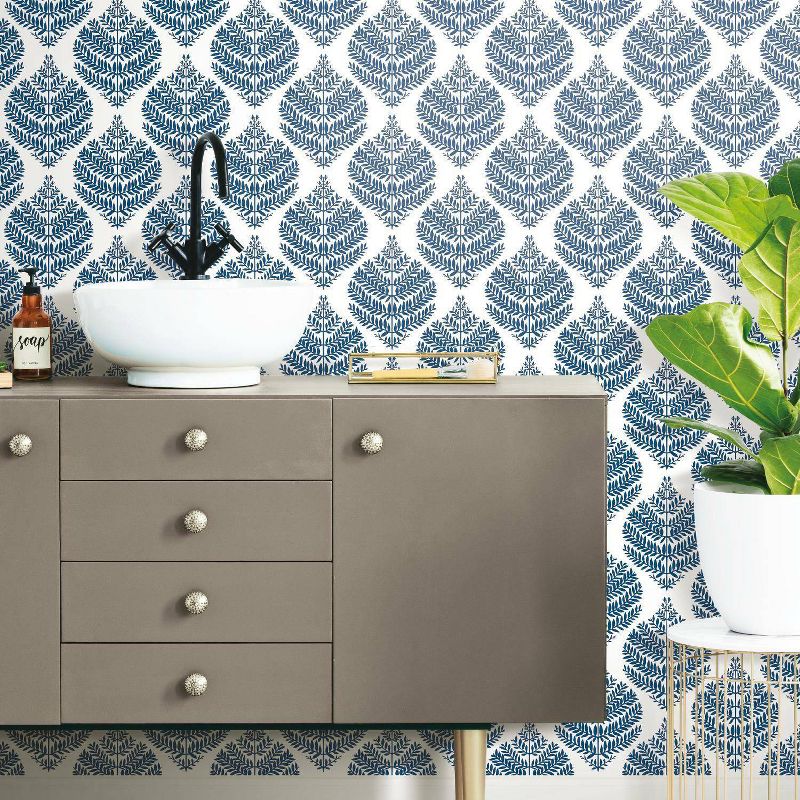 RoomMates Hygge Fern Damask Peel and Stick Wallpaper Blue, 6 of 13