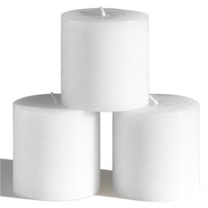 3x3 Pillar Candles Set of 3 - Rustic Unscented No Drip White Candles for Home Decor, Weddings, Centerpieces - 1 of 4