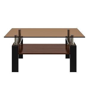 Dolonm Rectangle Coffee Table, Tempered Glass Tabletop with MDF Layer, Modern Table for Living Room , Brown Glass - 1 of 4