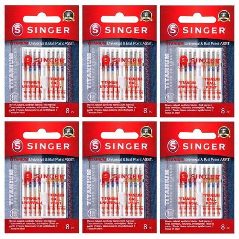 Singer Regular and Ball Point Titanium Needles: Steel Sewing Machine Needles, Piercing & Ballpoint, Multiple Sizes, 48 Pack - image 1 of 4