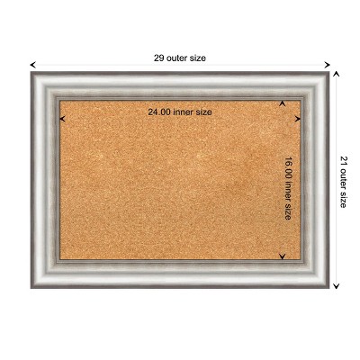 Amanti Art Natural Corkboard with Silver Frame, 29 x 21 Inch