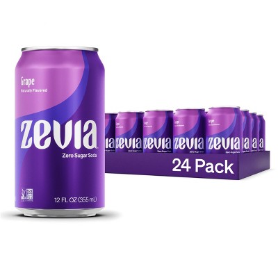 Zevia Zero Calorie Soda, Grape - 12 Fl Oz Can (Pack of 24)