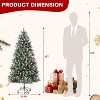 Flocked Christmas Tree, Xmas Tree with Pine Cones & Berries, Easy Assembly, Metal Stand Included for Indoor Outdoor Holiday Home Decor - 2 of 4